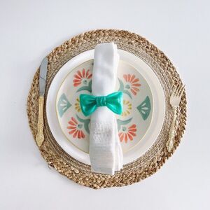 Stylish Bow Napkin Rings – Medium Green - Handmade - Wedding Party Event Planner